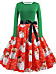 cheap Christmas Dresses-Women&#039;s Knee Length Dress Sheath Dress Green Long Sleeve Patchwork Print Round Neck Winter Christmas Vintage 2021 Slim S M L XL XXL 3XL 4XL 5XL