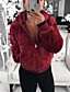 cheap Coats &amp; Trench Coats-Women&#039;s Teddy Coat Fall Spring Daily Outdoor Short Coat Casual Jacket Long Sleeve Pocket Solid Color Wine Red Almond turmeric