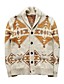 cheap Men&#039;s Sweaters &amp; Cardigans-Men&#039;s Unisex Cardigan Jacquard Geometric Vintage Style Retro Knitted Stylish Sweaters Long Sleeve Sweater Cardigans Fall Winter Shirt Collar Khaki