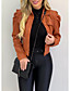 cheap Furs &amp; Leathers-Women&#039;s Faux Leather Jacket Fall &amp; Winter Holiday Short Coat Regular Fit Active Jacket Long Sleeve Solid Colored Wine Army Green Camel