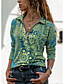 cheap Blouses &amp; Shirts-Women&#039;s Blouse Shirt Floral Sparkly Graphic Prints V Neck Shirt Collar Quarter Zip Print Basic Tops Blue Purple Green