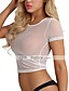cheap Tees &amp; T Shirts-Women&#039;s T shirt Plain See Through Round Neck Sexy Tops White Black