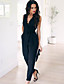 cheap Jumpsuits &amp; Rompers-Women&#039;s Elegant Casual V Neck Black Jumpsuit Slim Lace Solid Color
