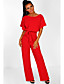 cheap Women&#039;s Jumpsuits-jumpsuit for women elegant for party kstare women’s straight leg slim short sleeve playsuit clubwear with belt button red