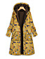 cheap Women&#039;s Outerwear-Women&#039;s Parka Long Coat Regular Fit Jacket Floral Yellow Green Navy Blue