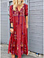 cheap Boho Dresses-Women&#039;s Maxi long Dress Swing Dress Gray Red Brown Light Blue Long Sleeve Lace up Print Floral V Neck Fall Spring Holiday Boho 2021 Loose S M L XL XXL 3XL 4XL 5XL