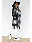 cheap Coats &amp; Trench Coats-Women&#039;s Trench Coat Fall Winter Going out Work Long Coat Shirt Collar Warm Loose Basic Streetwear Jacket Long Sleeve Patchwork Print Plaid Black Gray