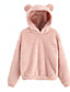 cheap Hoodies &amp; Sweatshirts-women&#039;s fleece fuzzy bear ear hooded sweatshirts hoodie long sleeve casual pullover tops pink