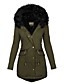 cheap Down&amp; Parkas-Women&#039;s Parka Fall Winter Daily Wear Long Coat Hoodie Windproof Warm Slim Fit Chic &amp; Modern Jacket Long Sleeve Fur Trim Drawstring Solid Color Wine Red Gray Green / Pocket / Lined / Lined