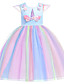 cheap Girls&#039; Dresses-Kids Little Girls&#039; Dress Unicorn Rainbow Patchwork Colorful Tulle Dress Party Holiday Cartoon Blue Purple Yellow Knee-length Short Sleeve Active Princess Sweet Dresses Spring Summer 2-9 Years