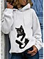 cheap Hoodies &amp; Sweatshirts-Women&#039;s Hoodie Pullover Cat Graphic 3D Daily Basic Casual Hoodies Sweatshirts  White