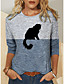 cheap Tees &amp; T Shirts-Women&#039;s 3D Cat T shirt Cat Graphic 3D Long Sleeve Print Round Neck Tops Basic Basic Top Blue Wine Camel