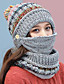 cheap Hats-women girls knitted hat scarf mask set winter fleece lined beanie knit ear flaps hat with pompom (pink)