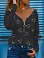 cheap Blouses &amp; Shirts-Women&#039;s T shirt Heart Long Sleeve Quarter Zip Print V Neck Tops Sexy Basic Top White Black Blushing Pink