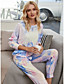 cheap Women&#039;s Clothing-Women&#039;s Pants Pajamas Tunic Drawstring Basic Multi Color Round Neck Spring &amp;  Fall Regular Blue Purple Pink Green