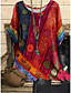 cheap Blouses &amp; Shirts-Women&#039;s Blouse Bohemian Theme Abstract Round Neck Print Vintage Tops Blue Purple Yellow