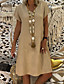cheap Casual Dresses-Women&#039;s Knee Length Dress Shift Dress Yellow Army Green Khaki Short Sleeve Solid Color V Neck Spring Summer Basic Casual 2021 Loose M L XL XXL 3XL 4XL 5XL