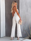 cheap Jumpsuits &amp; Rompers-Women&#039;s Casual Party Street Holiday 2021 Wine White Black Jumpsuit Solid Color Zipper Lace / Deep V