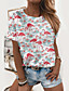 cheap Tees &amp; T Shirts-Women&#039;s T shirt Flamingo Leaf Animal Round Neck Print Basic Tops Blushing Pink Green White / 3D Print