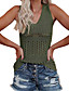 cheap Women&#039;s Clothing-Women&#039;s Vest Plain V Neck Basic Tops 65%Cotton 35%Polyester Smoky gray Green White