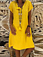 cheap Casual Dresses-Women&#039;s Knee Length Dress Shift Dress Yellow Army Green Khaki Short Sleeve Solid Color V Neck Spring Summer Basic Casual 2021 Loose M L XL XXL 3XL 4XL 5XL
