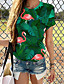 cheap Tees &amp; T Shirts-Women&#039;s T shirt Flamingo Leaf Animal Round Neck Print Basic Tops Blushing Pink Green White / 3D Print