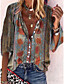 cheap Blouses &amp; Shirts-Women&#039;s Blouse Shirt Bohemian Theme Floral Shirt Collar Print Basic Vintage Tops Light Brown