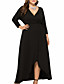 cheap Plus Size Dresses-Women&#039;s Plus Size Solid Color Swing Dress V Neck Long Sleeve Party Sexy Fall Spring Vacation Going out Maxi long Dress Dress