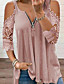 cheap Blouses &amp; Shirts-Women&#039;s Holiday Blouse Eyelet top Shirt Plain V Neck Cut Out Zipper Lace Basic Streetwear Tops Regular Fit Cotton Blushing Pink White Black