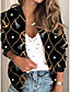 cheap Jackets-Women&#039;s Jacket Fall Summer Daily Holiday Regular Coat V Neck Regular Fit Sporty Casual Jacket 3D Print Long Sleeve Print Print Black