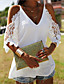 cheap Blouses &amp; Shirts-Women&#039;s Camisole Blouse Tank Top Plain V Neck Print Basic Streetwear Tops White