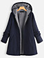 cheap Coats &amp; Trench Coats-Women&#039;s Plus Size Pocket Button Parka Solid Color Warm Going out Outdoor Hoodie Long Sleeve Fall Winter Long Navy Red XL 2XL 3XL 4XL 5XL / Coat