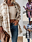 cheap Jackets-Women&#039;s Jacket Spring, Fall, Winter, Summer Daily Regular Coat Shirt Collar Adjustable Regular Fit Casual Jacket Long Sleeve Vintage Style Plaid Blushing Pink White Brown / Cotton