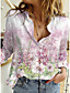cheap Blouses &amp; Shirts-Women&#039;s Floral Theme Geometric Blouse Shirt Floral Geometic Long Sleeve Print Shirt Collar Basic Tops Blue Purple Yellow