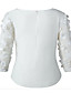 cheap Plus Size Tops-Women&#039;s Plus Size Tops Plain Blouse Shirt Lace Bow Round Neck 3/4 Length Sleeve Fall Spring Streetwear Big Size