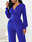 cheap Jumpsuits &amp; Rompers-Women&#039;s Casual V Neck Street Daily Wear High Waist Green Black Royal Blue Jumpsuit Solid Color / Wide Leg