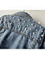 cheap Jackets-Women&#039;s Denim Jacket Daily Regular Coat Regular Fit Jacket Long Sleeve Solid Colored Blue