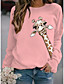 cheap Hoodies &amp; Sweatshirts-women&#039;s giraffe print long sleeve pullover funny tops regular fit comfortable crew neck sweatshirt yellow