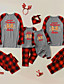 cheap Family Matching Outfits-Family Look Christmas Pajamas Christmas Gifts Plaid Gingerbread Letter Patchwork Black Gray Long Sleeve Adorable Matching Outfits / Fall / Winter / Print