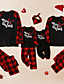 cheap Family Matching Outfits-Christmas Pajamas Family Look Christmas Gifts Plaid Deer Letter Patchwork Black Gray Long Sleeve Adorable Matching Outfits / Fall / Winter / Print