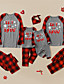 cheap Family Matching Outfits-Family Look Christmas Pajamas Christmas Gifts Plaid Letter Patchwork Black Gray Long Sleeve Adorable Matching Outfits / Fall / Winter / Print