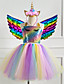 cheap Girls&#039; Dresses-Kids Little Girls&#039; Dress Rainbow Colorful Unicorn Party Tutu Dresses Photography Sequins Halter Purple Silver Gold Tulle Princess Cute Dresses Three Piece 2-8 Years