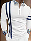 cheap Men-Men&#039;s Golf Shirt Graphic Prints Letter Standing Collar Work Club Long Sleeve Braided Patchwork Slim Tops Cotton Business Fashion Retro Hip-Hop White / Beach