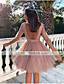 cheap Party Dresses-Women&#039;s Short Mini Dress Swing Dress Blushing Pink Long Sleeve Glitter Solid Color Round Neck Fall Spring Party Hot 2021 S M L XL XXL