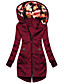 cheap Coats &amp; Trench Coats-Women&#039;s Coat Fall Winter Street Daily Valentine&#039;s Day Regular Coat Warm Breathable Regular Fit Casual Jacket Long Sleeve Full Zip Pocket Floral Wine Black Gray / Print / Print