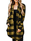 cheap Jackets-Women&#039;s Jacket Fall Winter Street Daily Long Coat Windproof Lightweight Regular Fit Casual Streetwear Jacket Long Sleeve Patchwork Plaid / Check Black Orange Yellow