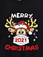 cheap Family Matching Outfits-Family Look Christmas Cotton Tops Christmas Gifts Cartoon Deer Letter Print Black Long Sleeve Basic Matching Outfits / Fall / Spring / Cute