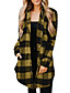 cheap Jackets-Women&#039;s Jacket Fall Winter Street Daily Long Coat Windproof Lightweight Regular Fit Casual Streetwear Jacket Long Sleeve Patchwork Plaid / Check Black Orange Yellow