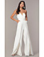 cheap Jumpsuits &amp; Rompers-Women&#039;s Elegant Sexy Streetwear Party Wedding Holiday 2021 White Slim Jumpsuit Solid Color Split Off Shoulder Fashion / Wide Leg