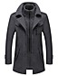 cheap Men-Men&#039;s Trench Coat Overcoat Fall &amp; Winter Daily Long Coat Notch lapel collar Regular Fit Active Jacket Long Sleeve Solid Colored Black Gray Camel / Wool